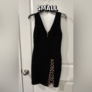 Black dress with gold chains